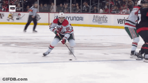 Hockey Game In Front Of Hyundai Banner GIF