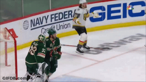 Hockey Game In Front Of Navy Federal Credit Union Ad GIF