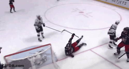 Hockey Game In Front Of NetJets Sign GIF