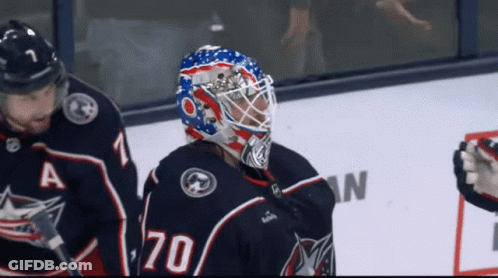 Hockey Game In Front Of New Amsterdam Vodka Banner GIF