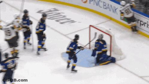Hockey Game In Front Of PNC Bank Sign GIF