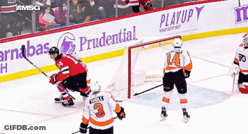 Hockey Game In Front Of Prudential Advertisement GIF