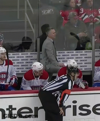 Hockey Game In Front Of Security Sign GIF