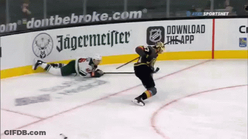 Hockey Game In Front Of Sign Saying Download The App GIF