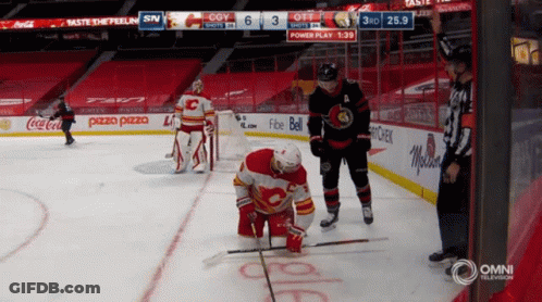 Hockey Game In Stadium Sponsored By Coca-Cola And Pizza Pizza GIF