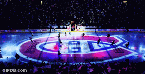Hockey Game In Stadium Sponsored By Sony And Canon GIF
