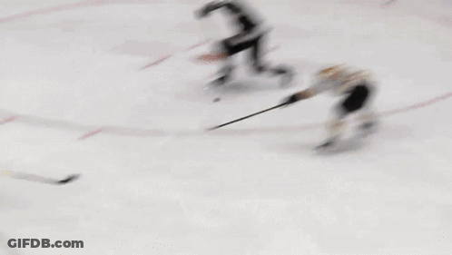 Hockey Game In Stadium With Chicago Blackhawks Logo GIF