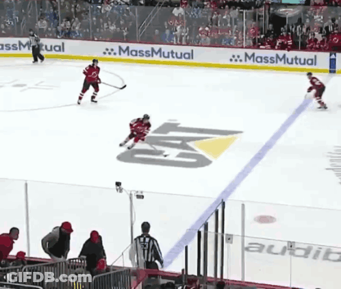 Hockey Game In Stadium With MassMutual Ads GIF