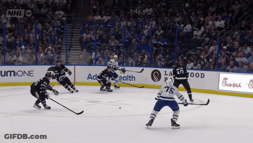 Hockey Game In Stadium With NHL Logo GIF