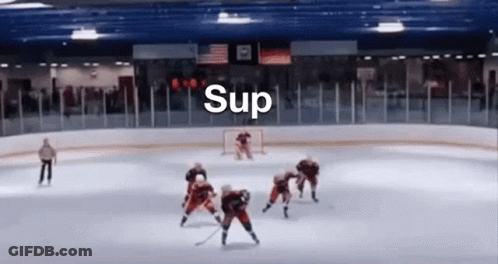 Hockey Game On Rink Saying Sup GIF