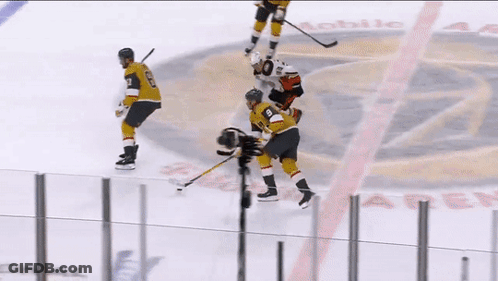 Hockey Game On Rink With Mobile Logo GIF