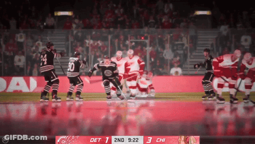 Hockey Game Red Wings Vs Blackhawks GIF