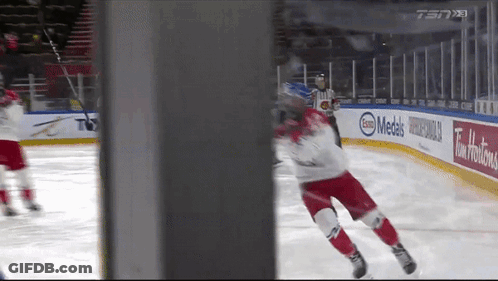 Hockey Game Under Esso Medals Banner GIF