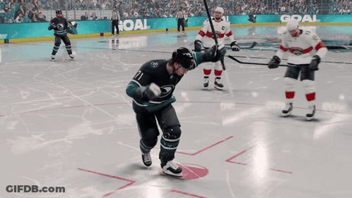 Hockey Game With Goal Sign GIF