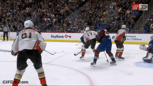 Hockey Game With KeyBank Ad On Boards GIF