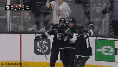 Hockey Game With NHL Logo On Wall GIF