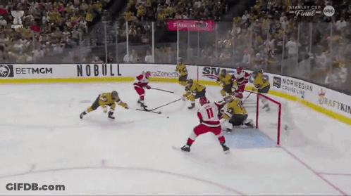 Hockey Game With Norwegian Cruise Line Banner GIF