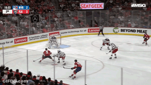 Hockey Game With SeatGeek Ads On Ice GIF