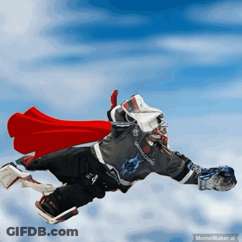 Hockey Goalie Flying Through Air Centre Casino Jersey GIF