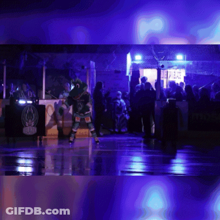 Hockey Goalie Flying Through Air Wearing Centre Casino Jersey GIF