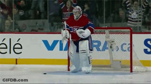 Hockey Goalie In Front Of Ele Sign GIF