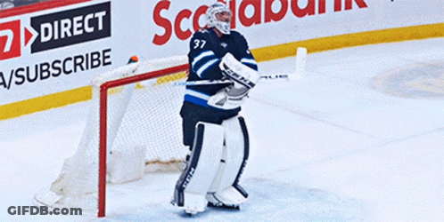 Hockey Goalie In Number 27 Jersey GIF