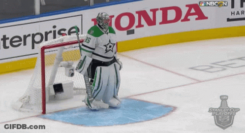 Hockey Goalie On Ice In Front Of Honda Ad GIF