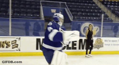 Hockey Goalkeeper Standing On Ice GIF