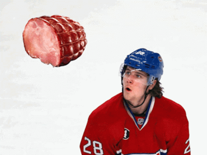 Hockey Guy Ham Eating GIF