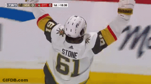 Hockey Player #20 Celebrates With Teammate GIF