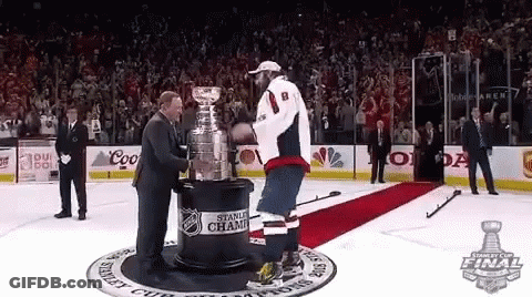 Hockey Player And Stanley Cup Final Trophy GIF