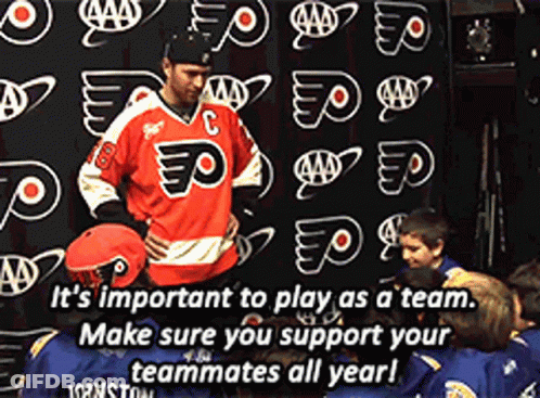 Hockey Player By Play As A Team Sign GIF