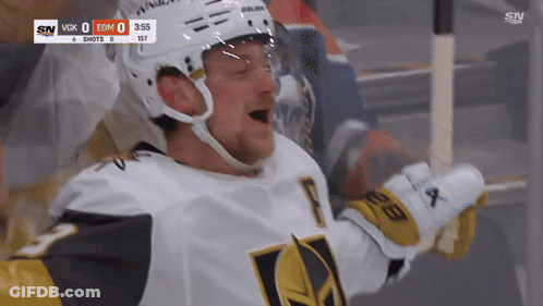 Hockey Player Celebrates Goal Against Golden Knights GIF