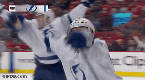 Hockey Player Celebrating Goal With SN Logo GIF