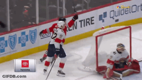 Hockey Player Celebrating Goal With Toyota Logo GIF