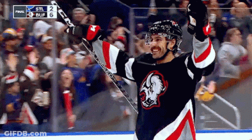 Hockey Player Celebrating With Arms Up STL 2 Scoreboard GIF