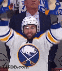Hockey Player Celebrating With Buffalo Jersey GIF