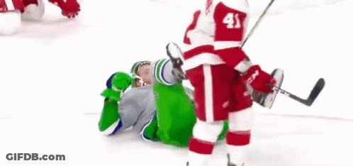 Hockey Player Hamilton Laying On Ice GIF