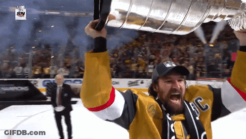 Hockey Player Holding Trophy With SN Logo GIF