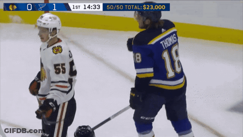 Hockey Player In 18 Jersey Next To Player GIF
