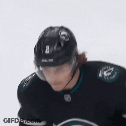 Hockey Player In Bauer Helmet Looking Down GIF