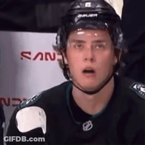 Hockey Player In Bauer Helmet Surprised GIF