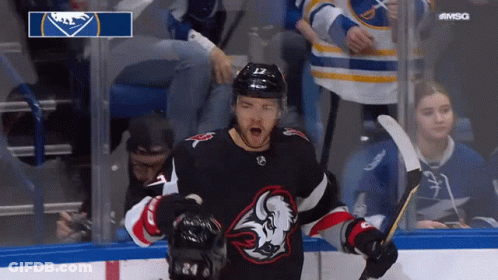Hockey Player In Black Buffalo Jersey GIF