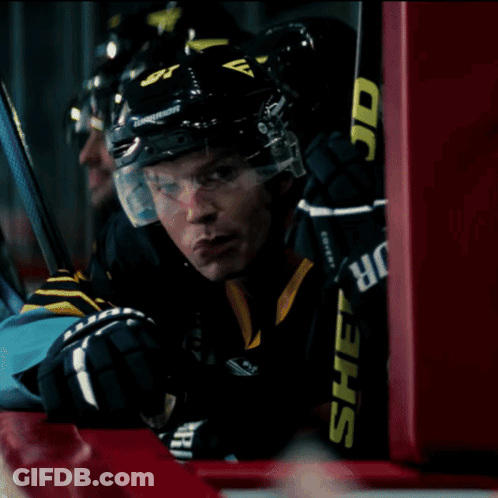 Hockey Player In Black Helmet And Gloves Saying Sheffield GIF