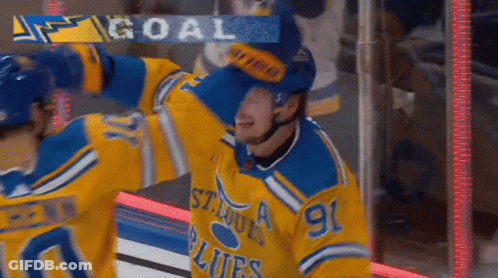 Hockey Player In Blue And Yellow Jersey GIF