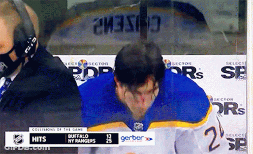 Hockey Player In Blue And Yellow Jersey Number 2 GIF