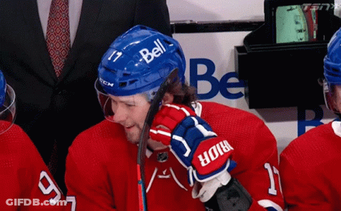 Hockey Player In Blue Helmet GIF