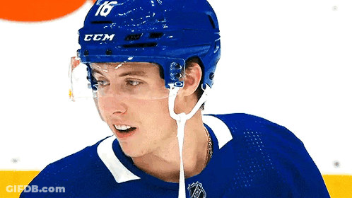 Hockey Player In Blue Helmet With CCM GIF