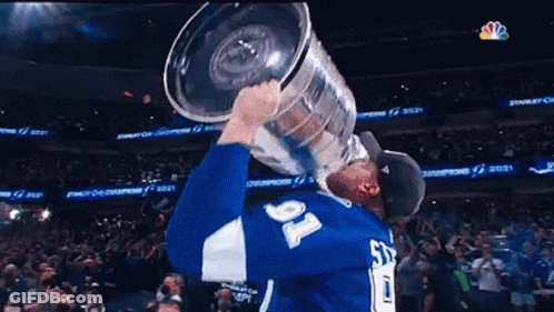 Hockey Player In Blue Jersey Number 1 GIF
