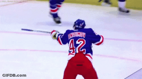 Hockey Player In Blue Jersey Number 42 GIF